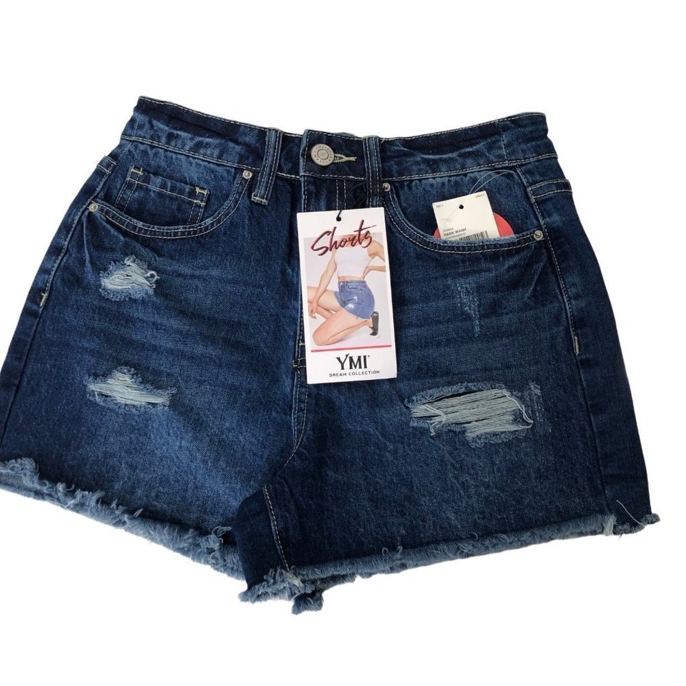 YMI HYBRID DREAM DENIM RIPPED SHORTS ‎ SIZE 5/27 NWT